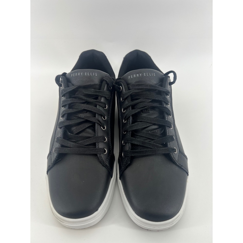 Perry Ellis Portfolio Vincent Men's Black Leather Sneakers Size 11.5